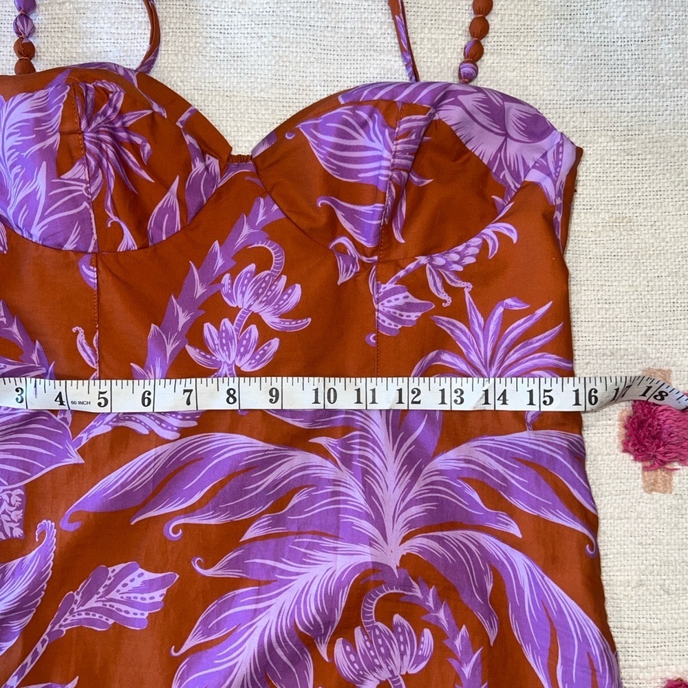 FARM Rio Tropical Colorblock Pineapple Floral Tiered Midi Dress Large - Picture 10 of 16